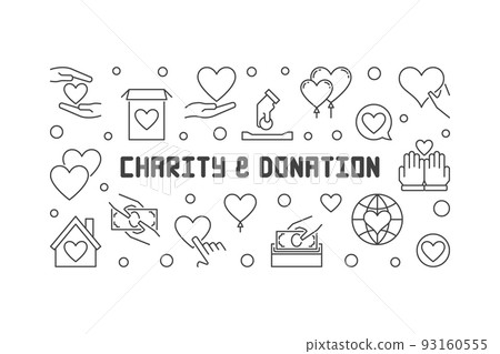 Charity and Donation vector concept outline banner 93160555