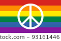 Pride flag background with peace symbol inside. Vector illustration 93161446