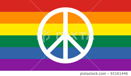 Pride flag background with peace symbol inside. Vector illustration 93161446