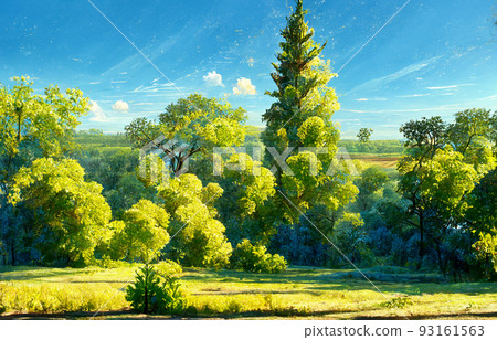 Summer forest and plain landscape Summer forest and plain landscape 93161563