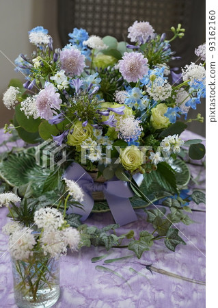 pale blue and pink flower arrangement 93162160