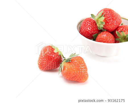 Fresh ripe strawberries isolated on white background with copy space. Japanese fruit Fresh ripe strawberries isolated on white background with copy space. Japanese fruit 93162175