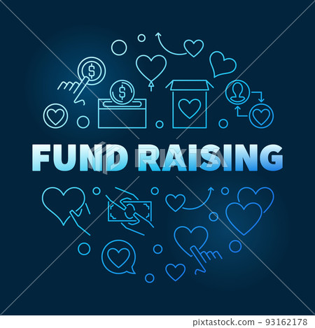 Fund Raising round vector blue outline illustration 93162178