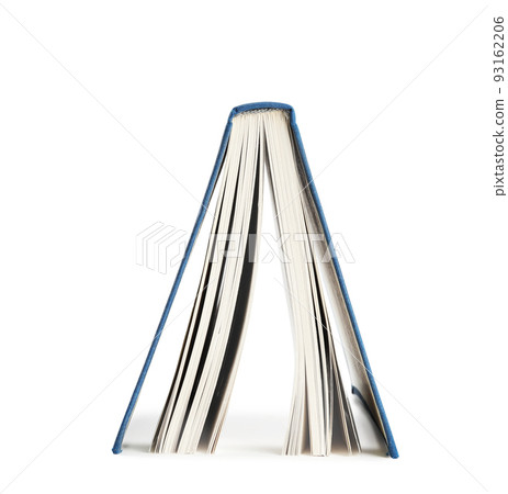 Open old hardcover book isolated on white 93162206