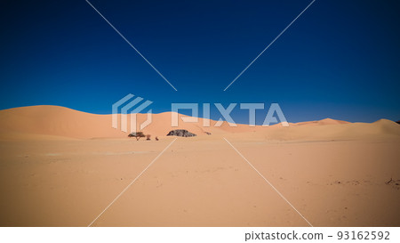 Landscape of sand dune and sandstone nature sculpture at Tamezguida in Tassili nAjjer national park, Algeria 93162592