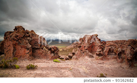 sandstone rock formation at Imata in Salinas and Aguada Blanca National Reservation, Arequipa, Peru 93162682