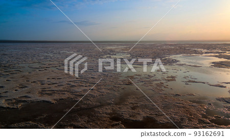 Salt Lake Karum aka Lake Assale or Asale at sunset , Danakil Afar Ethiopia Salt Lake Karum aka Lake Assale or Asale at sunset , Danakil Afar Ethiopia 93162691
