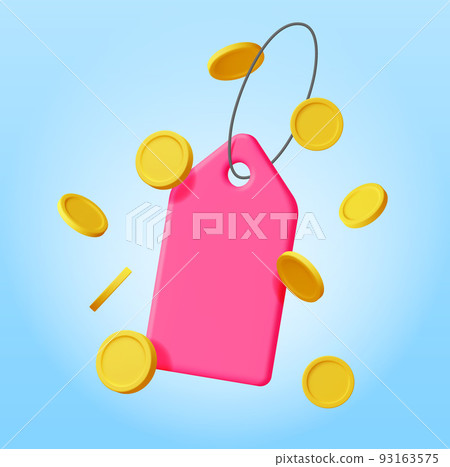 3D Tag with Money Isolated 93163575