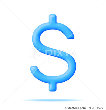 3D USA Dollar Symbol Isolated on White. 93163577