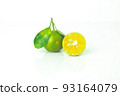 Fresh organic Calamansi lime on white background. 93164079