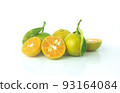 Fresh organic Calamansi lime on white background. 93164084