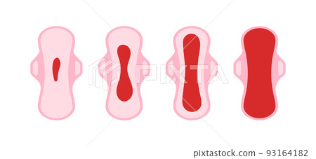Vaginal postpartum bleeding - lochia on sanitary pad set. 93164182