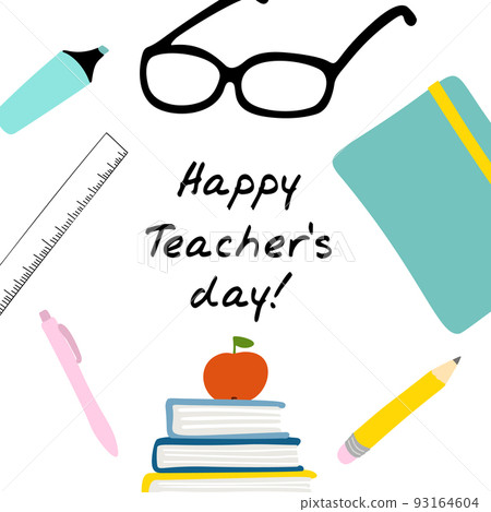 Happy teachers day illustration with school 93164604
