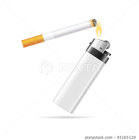 Realistic Detailed 3d Cigarette with Pocket Lighter Set. Vector Realistic Detailed 3d Cigarette with Pocket Lighter Set. Vector 93165129