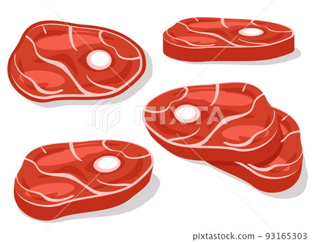 Meat steaks set close-up on a white background. Meat steaks set close-up on a white background. 93165303