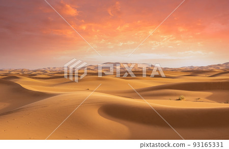 Majestic beautiful scene of Merzouga dunes of Sahara desert Morocco 93165331