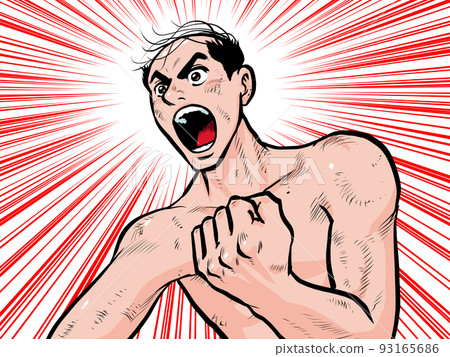 Illustration of a hot-blooded bald construction worker shouting 93165686