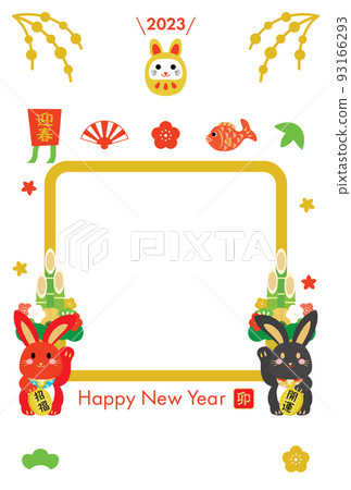 Year of the Rabbit New Year's card template photo frame Year of the Rabbit New Year's card template photo frame 93166293