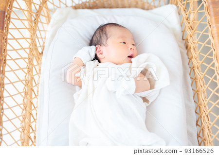 Baby in a cradle Newborn 15 days after birth 93166526