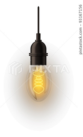 Ceiling lamp. Hanging electric glowing light bulb Ceiling lamp. Hanging electric glowing light bulb 93167156