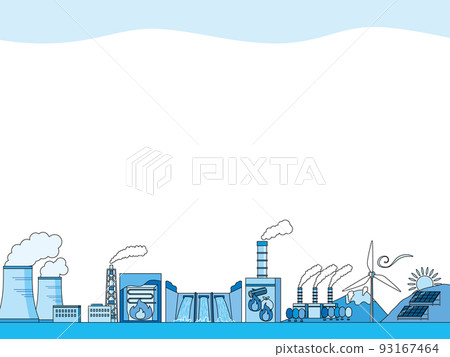 Frame illustration of various power plants Frame illustration of various power plants 93167464