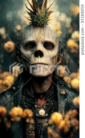 A brutal gangster in a leather jacket and with a punk haircut on his bare skull. Perfect for phone wallpaper or for posters. A brutal gangster in a leather jacket and with a punk haircut on his bare skull. Perfect for phone wallpaper or for posters. 93168059