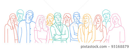 Multicultural community - crowd of people standing together. Multicultural community - crowd of people standing together. 93168879