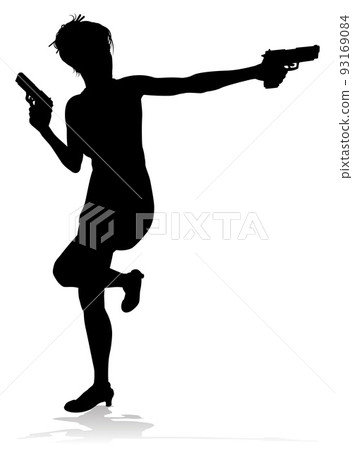 Silhouette Woman Female Movie Action Hero With Gun Silhouette Woman Female Movie Action Hero With Gun 93169084