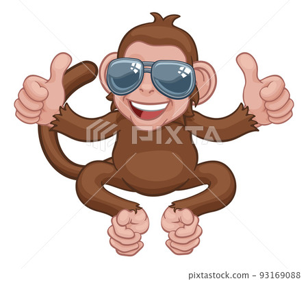 Monkey Sunglasses Cartoon Animal Giving Thumbs Up Monkey Sunglasses Cartoon Animal Giving Thumbs Up 93169088