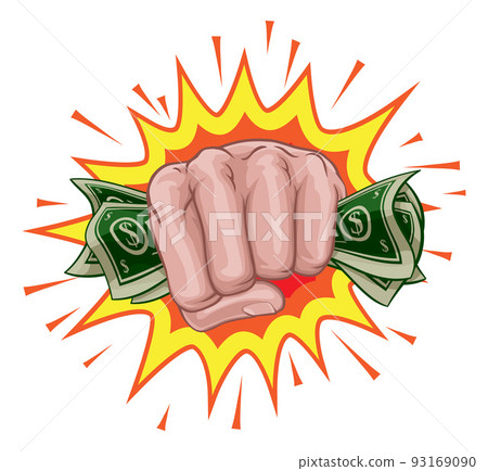 Money Cash Fist Hand Comic Pop Art Cartoon 93169090