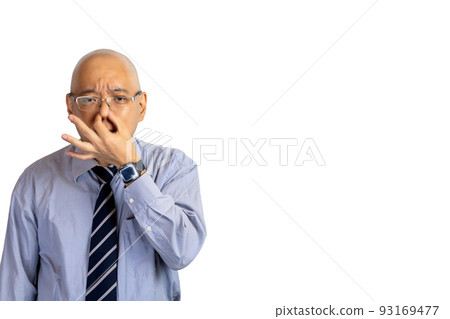 businessman pinching his nose 93169477