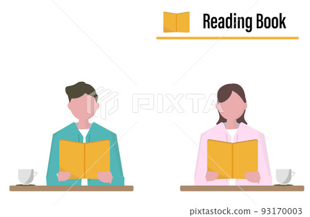 讀書男女讀書學習WEB橫幅廣告背景（背景透明png） 93170003