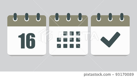 Vector icon page calendar number 16, agenda, done 93170089