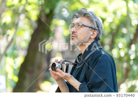 拍照男膠卷相機新鮮綠色和服 93170440