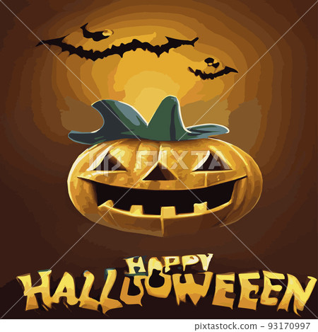 Happy Halloween poster invitation vintage style. Illustration Halloween Night Poster Pumpkin with copy space silhouette scary forest with bats designer create banner web page. happy halloween pumpkin Happy Halloween poster invitation vintage style. Illustration Halloween Night Poster Pumpkin with copy space silhouette scary forest with bats designer create banner web page. happy halloween pumpkin 93170997