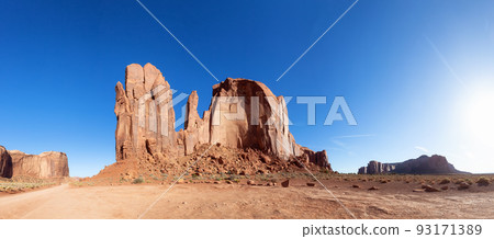 Desert Rocky Mountain American Landscape. Sunny Morning Sunrise. Desert Rocky Mountain American Landscape. Sunny Morning Sunrise. 93171389