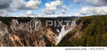 Rocky Canyon, River and Waterfall in American Landscape. Rocky Canyon, River and Waterfall in American Landscape. 93171477