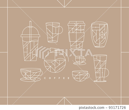 Set art deco coffee cups beige 93171726