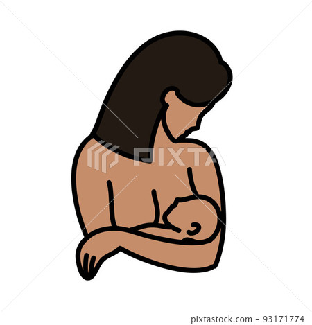mother with child doodle icon, vector color line illustration 93171774