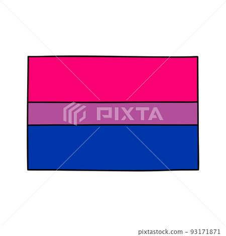 bisexual pride flag doodle icon, vector color line illustration 93171871