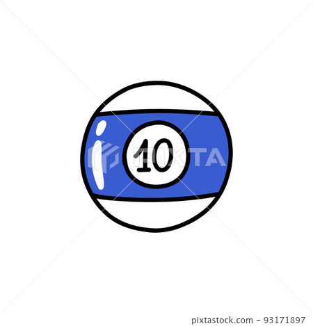 billiard ball 10 doodle icon, vector color line illustration billiard ball 10 doodle icon, vector color line illustration 93171897