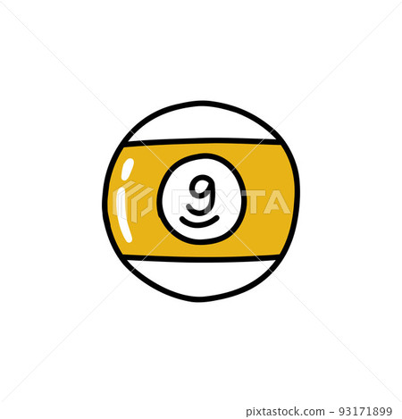 billiard ball 9 doodle icon, vector color line illustration billiard ball 9 doodle icon, vector color line illustration 93171899