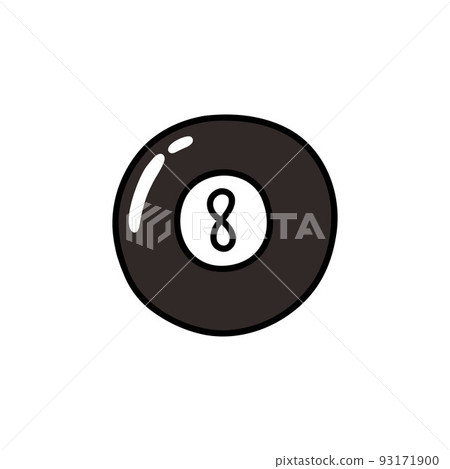 billiard ball 8 doodle icon, vector color line illustration 93171900