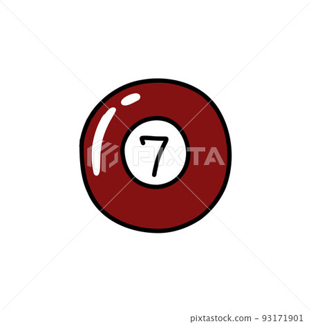 billiard ball 7 doodle icon, vector color line illustration billiard ball 7 doodle icon, vector color line illustration 93171901