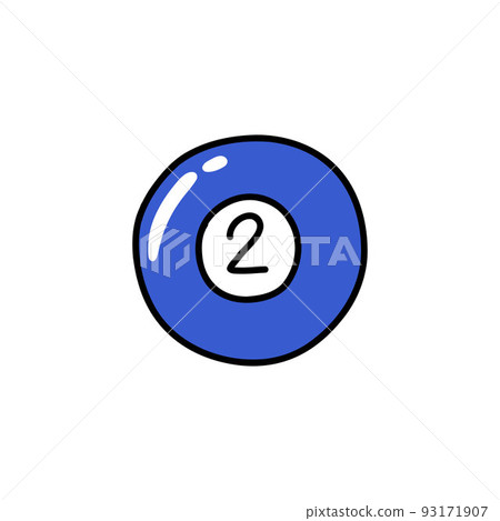 billiard ball 2 doodle icon, vector color line illustration billiard ball 2 doodle icon, vector color line illustration 93171907