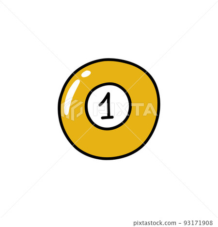 billiard ball 1 doodle icon, vector color line illustration billiard ball 1 doodle icon, vector color line illustration 93171908