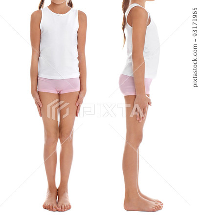 Collage of little girl in underwear on white background Collage of little girl in underwear on white background 93171965