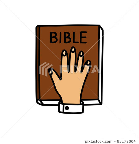 bible oath doodle icon, vector color line illustration bible oath doodle icon, vector color line illustration 93172004
