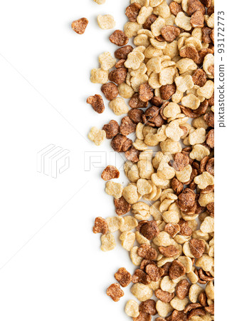 Breakfast cereal flakes isolated on white background. 93172773