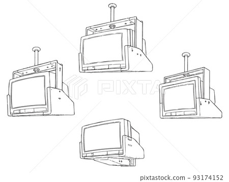 Ceiling-mounted monitor TV technical illustration Ceiling-mounted monitor TV technical illustration 93174152